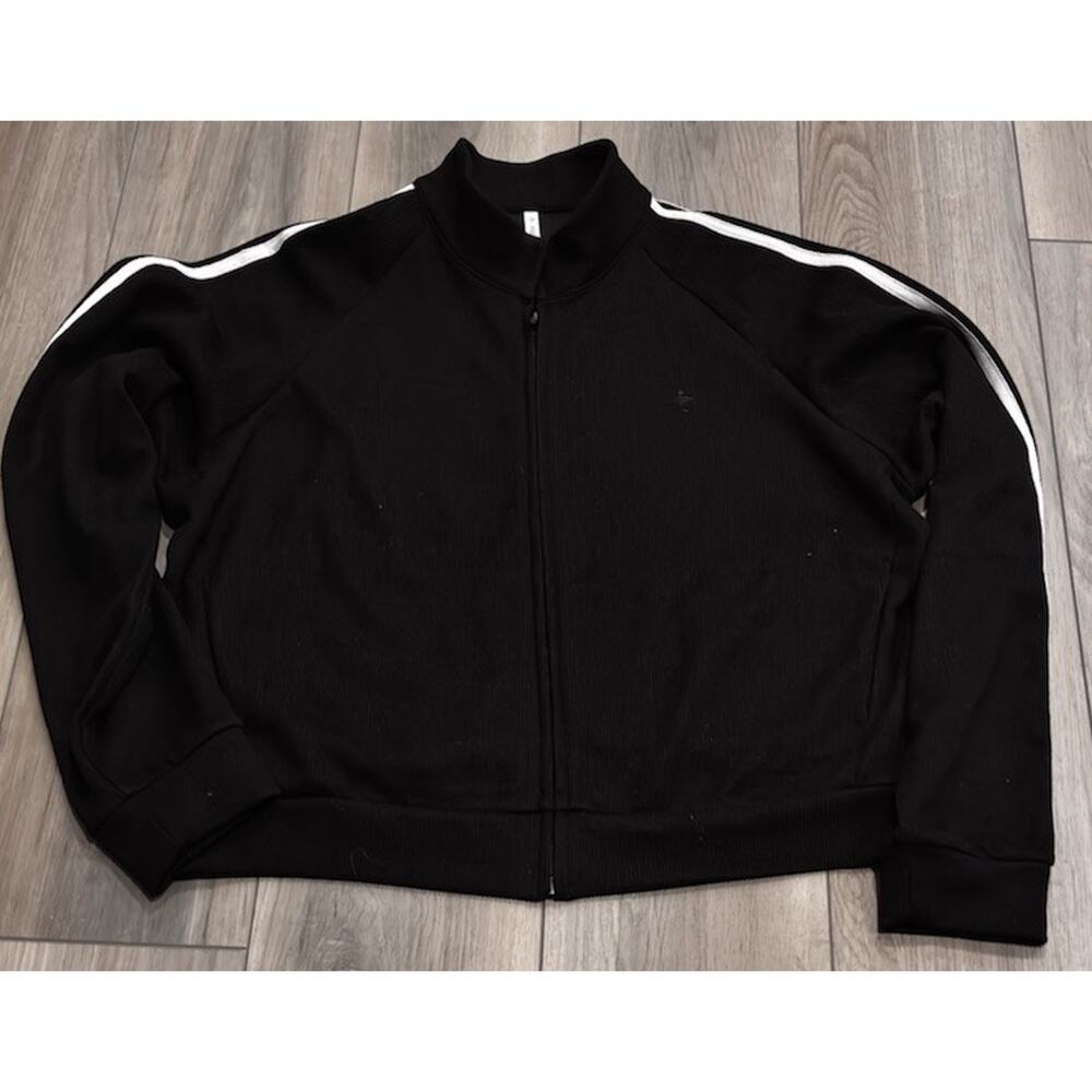 Halara Cropped Black Athletic Zip Jacket Large Ribbed